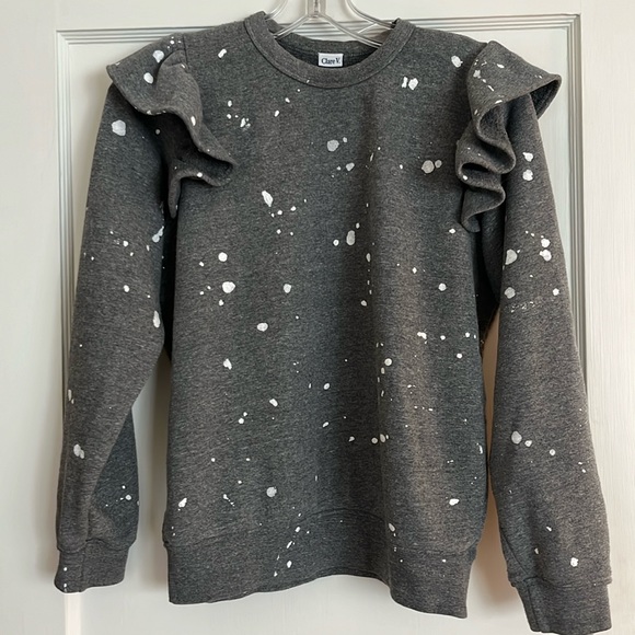 Clare V Gray Sweatshirt with White Splatter - Picture 3 of 5